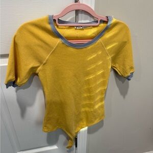FREE PEOPLE intimately free Lazy Daisy Bodysuit in yellow and gray trim Sz S